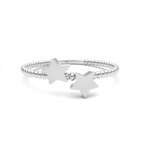 Imagen 1 de 10 de Anillo Medio Dedo #2 Estrellas De Plata .925 Agálea Joyería