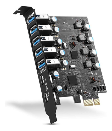 Tarjeta De Expansión Pci-e A Usb 3.0 De 7 Puertos (2x Usb-c