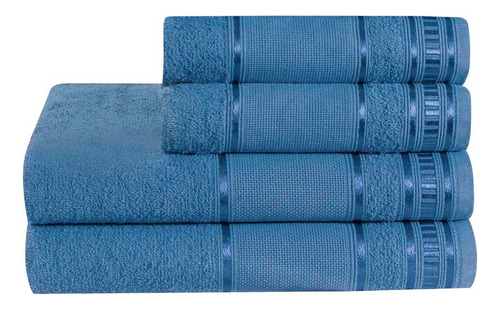 Toalha De Banho Banhão Gigante Kit 4 Pçs De Toalha De Banho Cor Azul Jeans