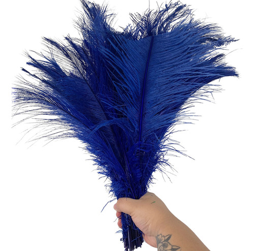 Plumas Avestruz Tipo Palito 100g Ideal P/ Trajes De Carnaval Cor Azul Royal