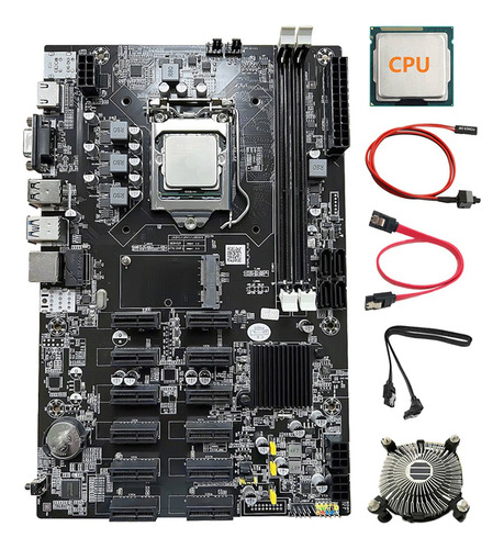 Juego De Placa Madre Minera 12 Pcie B75 Btc+cpu+ventilador+2