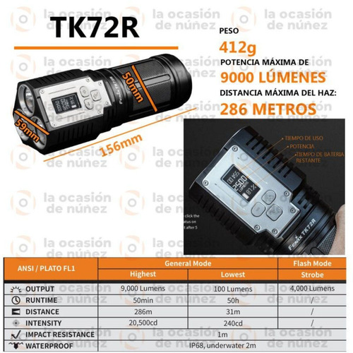 Imagen 3 de 10 de Linterna Led Fenix Tk72r 9000 Lumens La Mas Potente 286 Mts