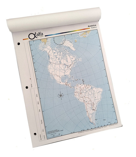 Block De Mapas De Planisferio Politico Nro 3 X 40 Unidades