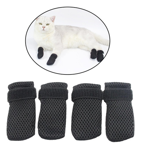 4 Uds. Botas Antiarañazos Para Gatos, Negro Pequeño