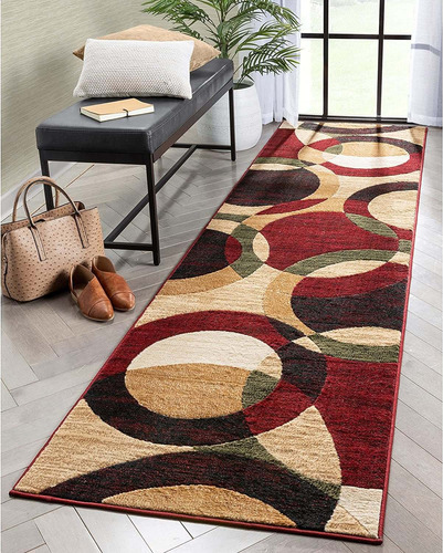 Alfombra De Corredor Dulcet Bingo Red Modern Geometric ...