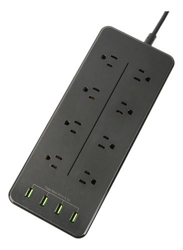 Power Strip De 2500 W Con 8 Enchufes Y 4 Puertos De Carga Rá