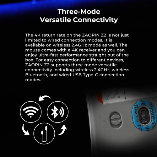 Mouse Inalámbrico Mechkeys Zaopin Z2, Ratón Inalámbrico De J