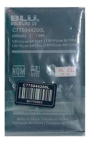 Bateria Blu Bold Like Us C775044200l 3.8 V 2000 Mah 7.6 Wh 