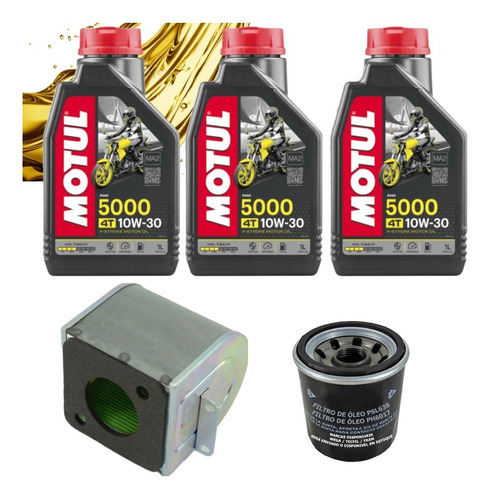 Kit Troca Óleo Motul 5000 10w30 + Filtros Cb500x/cb 500 F/r