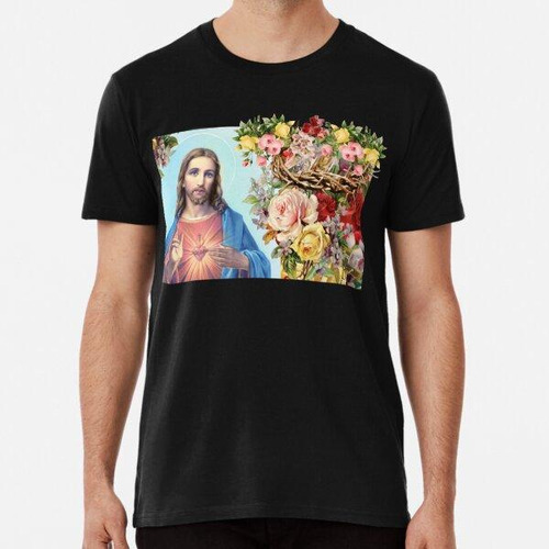 Remera Jesús Floral Algodon Premium