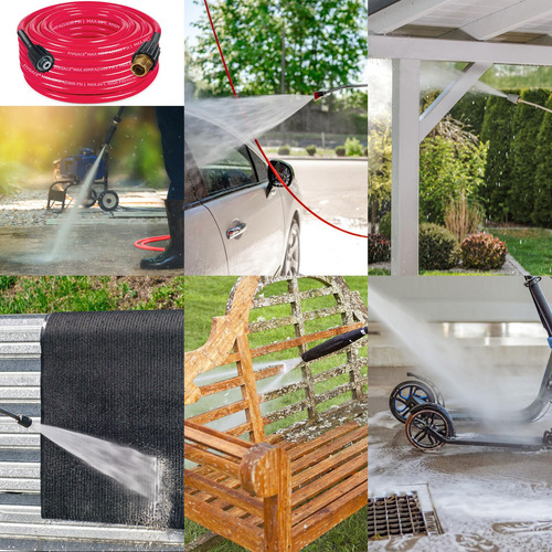 M22, 15 M, 2000 Psi, Pvc Resistant Manguera for Hydrolavadora, Easy Of Install, High Pression Resistant, Flexible, Resistant A La Abrasion, Red, Figgace,