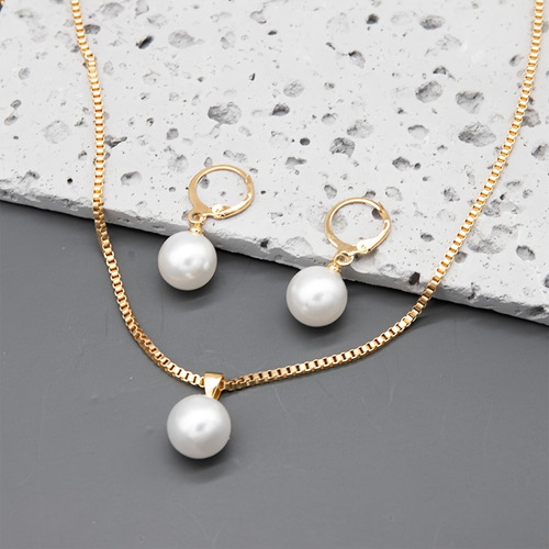 3 Piezas Conjunto De Joyería De Perlas Falsas Elegantes -