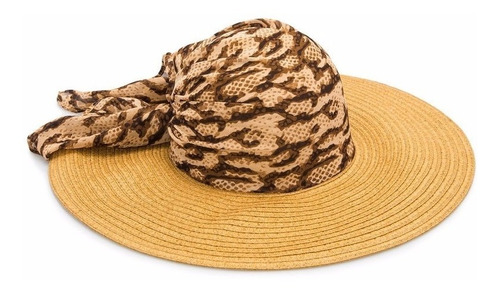 Sombrero Gorro Pavas De Color Café Con Pañoleta  Leopardo