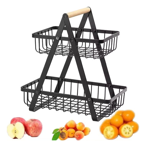 Frutero De Mesa Canasto Para Frutas Cocina Hogar 2 Niveles 