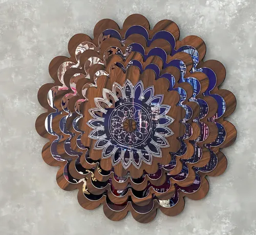 Marco decorativo de madera tipo mandala, 30 cm, 38176, color marrón, marco color marrón
