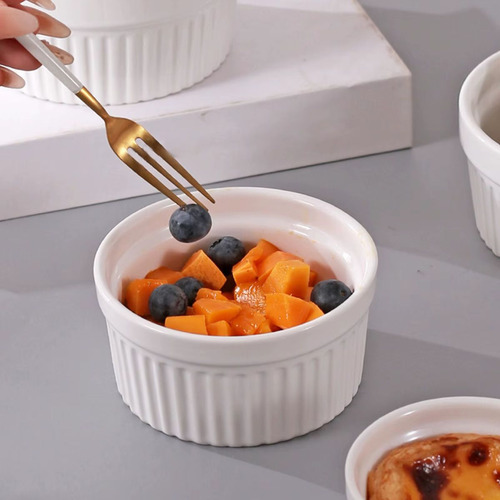 Kit 24x Ramekin Molho Porcelana Canelado Branca 30ml Hotel