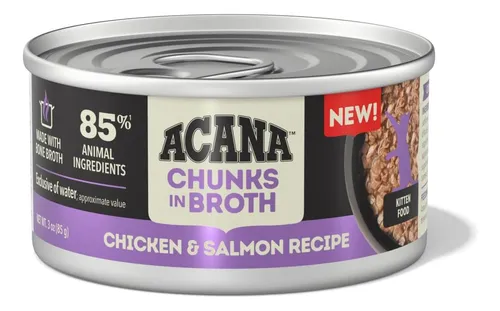 Acana Chunks En Caldo Pollo Y Salmón Para Gatitos 3oz
