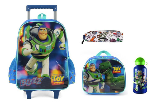 Kit Toy Story Mochila Rodinha + Lancheira + Estojo + Garrafa