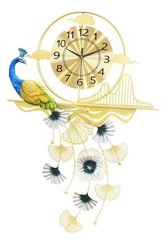 Reloj De Pared Con Diseño De Pavo Real, Elegantes Relojes De