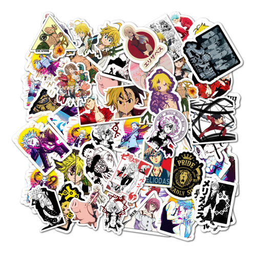 Pack 50 Stickers Adhesivo Anime Nanatsu No Taizai 7 Pecados