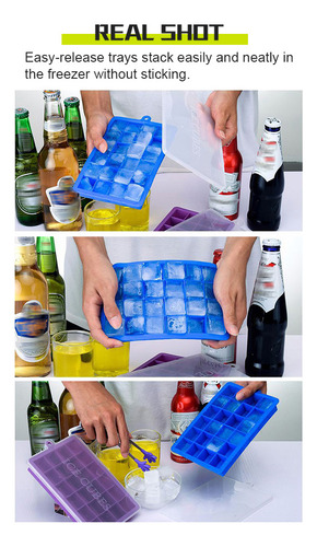 Bandeja De Silicona Para Cubitos De Hielo Con Tapa, Sin Bpa,