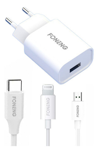 Cargador Foneng Eu43 Cable Micro Usb Dimm Color Blanco