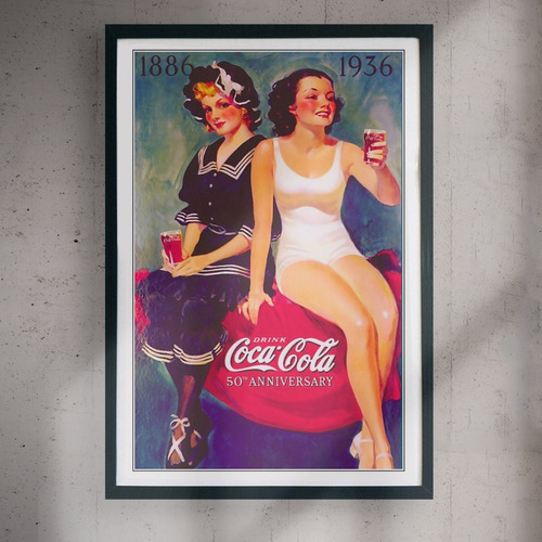 Cuadro 60x40 Bebidas - Coca Cola Aniversario Poster Vintage