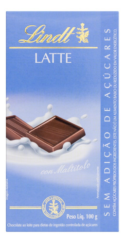 Chocolate ao leite Latte Lindt  sem glúten caixa 100 g