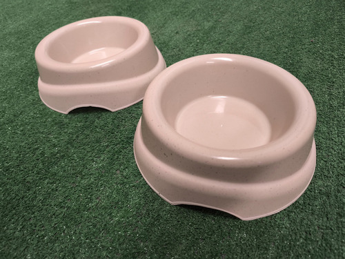 2pz Plato Comedero Para Perro Gato Mascota Plastic Trends Pk Color Ivory