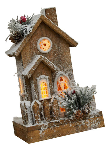 Adorno Navideño De Cabaña De Troncos Luminosa De Casa De