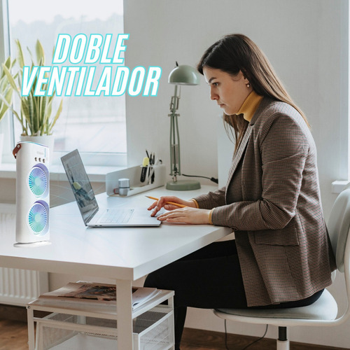 Ventilador Doble De Escritorio Oscilación 90° Control Remoto