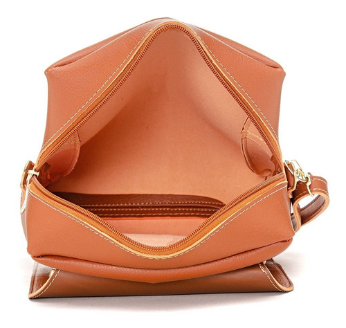 Mini Mochila Feminina Couro Ecológico Bolsa Alice Monteiro Cor Caramelo