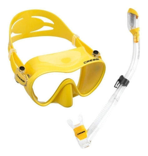 Combo Cressi Frameless/ Supernova Dry Snorkeling Y Buceo Color Amarillo