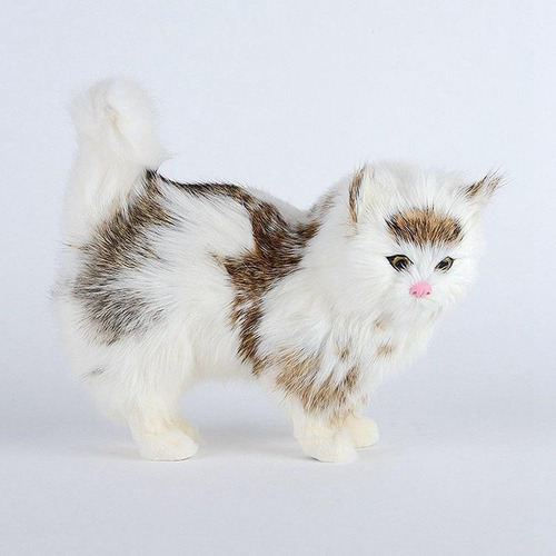 Simulación Gato Estatuilla Gato Felpa Juguete Lindo Marrón