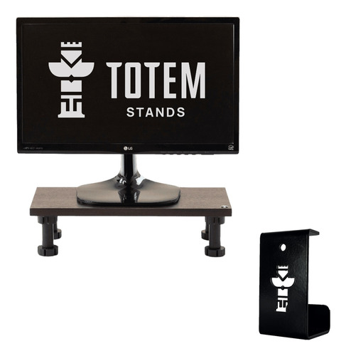 Combo Eleva Monitor Base Stand + Soporte Para Auriculares En