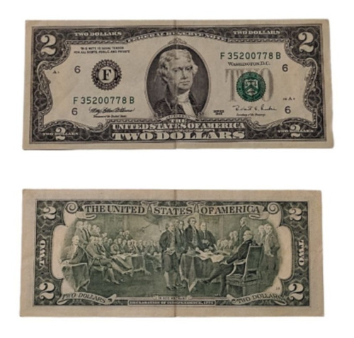 Billetes De 2 Dólares Estados Unidos  Año 1995 Serie F