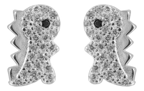 Arete Broquel Dinosaurio 100% Plata Fina 925 Mujer