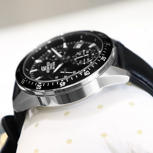 Relógio Casio Edifice Masculino Couro Preto Cronógrafo