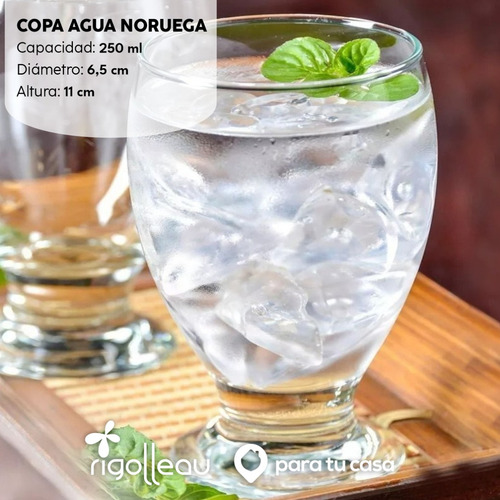 Imagen 2 de 10 de Set X 48 Copa Vidrio Rigolleau Noruega Agua 250 Ml