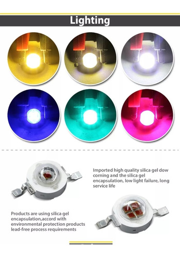 Led 1w 3v Alta Potencia Colores Luz Lampara Reflector Supli