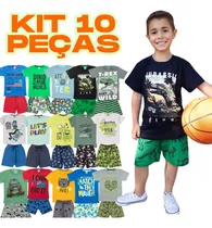 Comprar Kit 10 Peças Infantil Meninos Camisetas E Bermudas Atacado