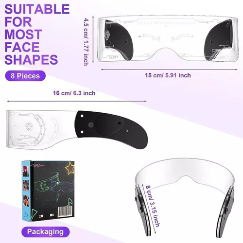 7 Colores Lentes Led Fiesta Gafas Cyberpunk Led Luminosa 2pz