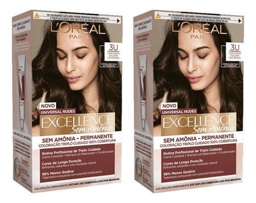 Coloraçao Imedia Sem Amonia 3u Castanho Escuro - Kit Com 2un