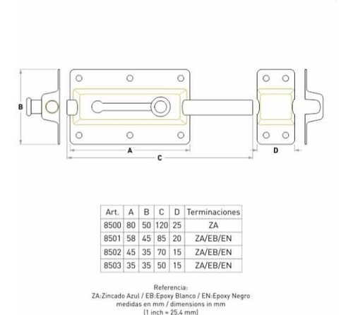 Imagen 4 de 6 de Pasador Chapa Con Traba A Resorte 45x58mm