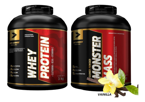 Whey Protein X 3kg + Mass Gainer X 3 Kg. Body Advance