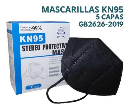 Imagen 1 de 3 de Mascarilla Kn95 Tapa Boca Respirador Pack 10 Unidades