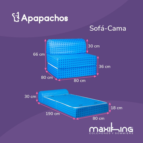Sillón Sofa Cama Maxiking Celeste Colchón 1 Plaza