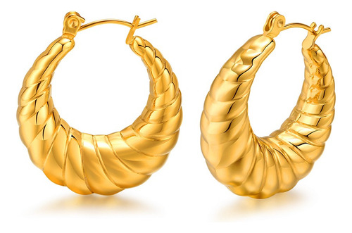 Aretes Grandes Mujer Chapado En Oro 14k Arracadas