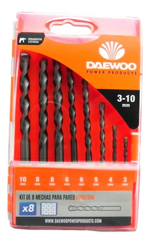 Juego Mechas Para Pared Widia Set 8 Piezas Daewoo Dwkit8m