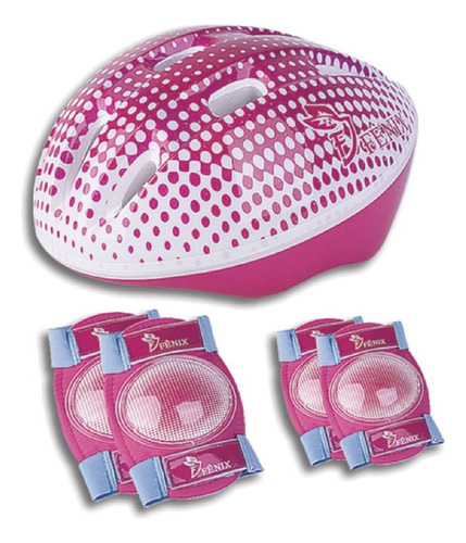 Kit Capacete Infantil Com Joelheiras E Cotoveleiras - Rosa